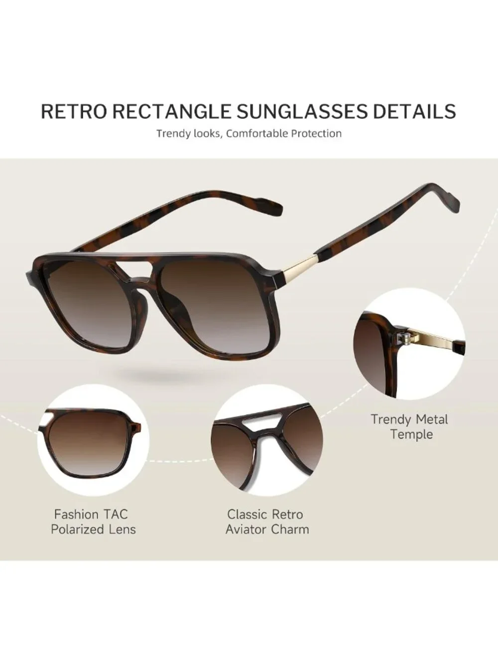Trendy Retro Polarized Aviator Sunglasses for Women & Men - Vintage 70s UV
